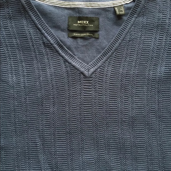 Mexx Men’s V Neck Sweater Denim Blue Medium Slim Fit Cotton - Picture 5 of 11